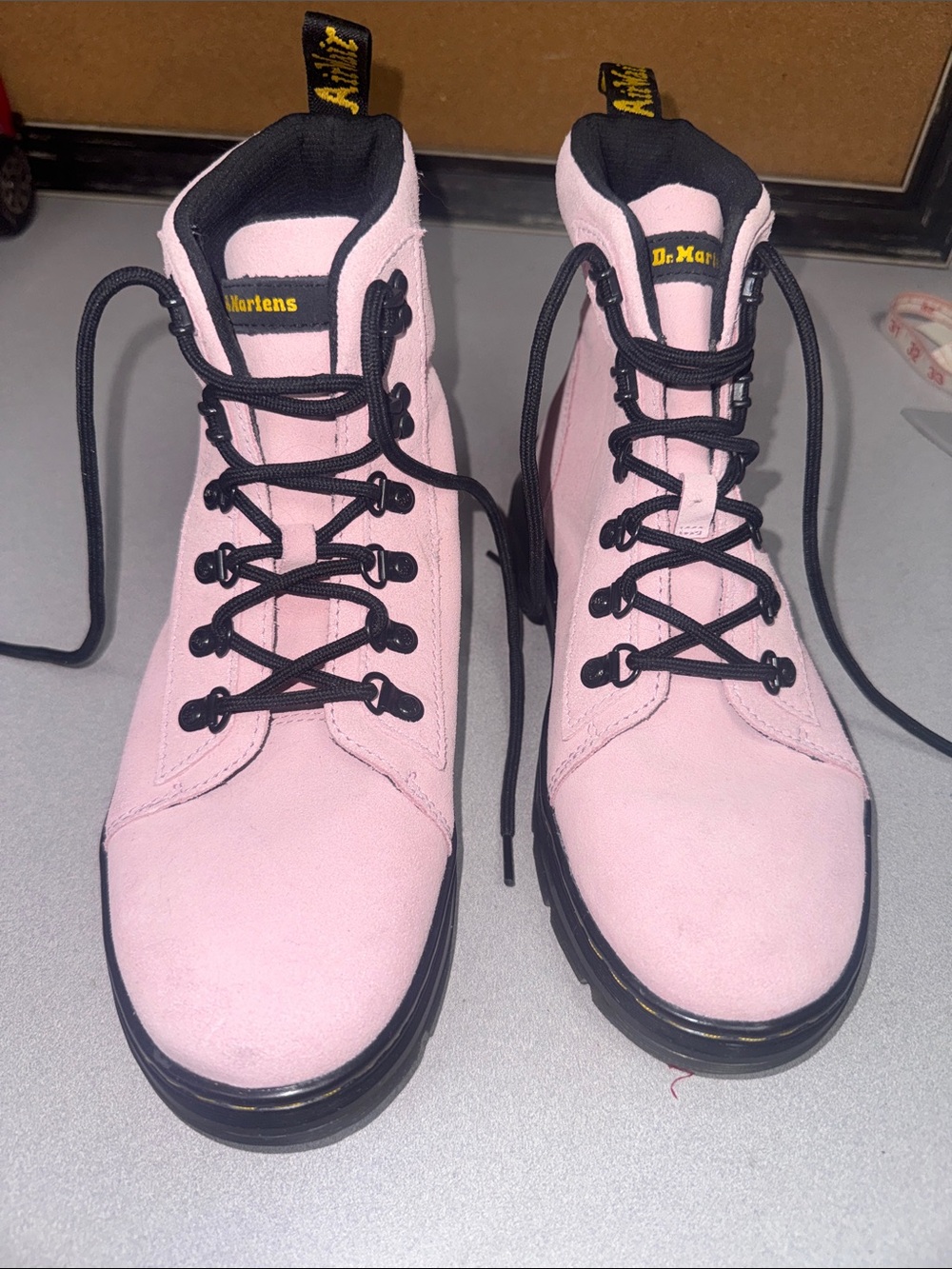 Dr. Martens Pink Comb Suede Lace-Up boot